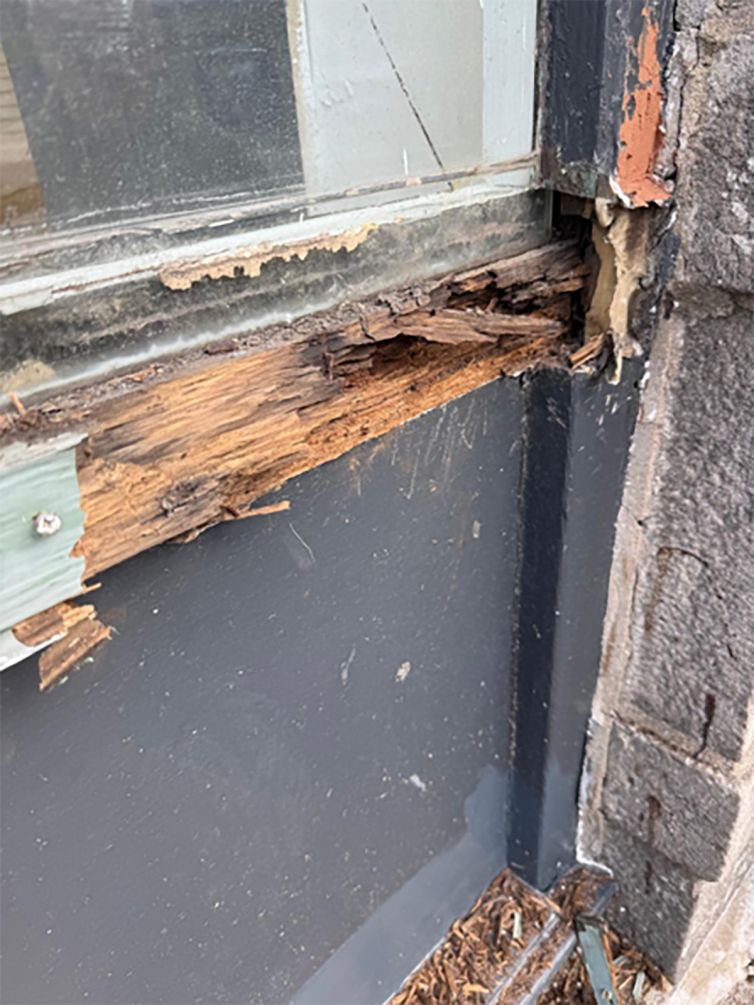Deteriorated timber window frame before bespoke window replacement in Aberdeen