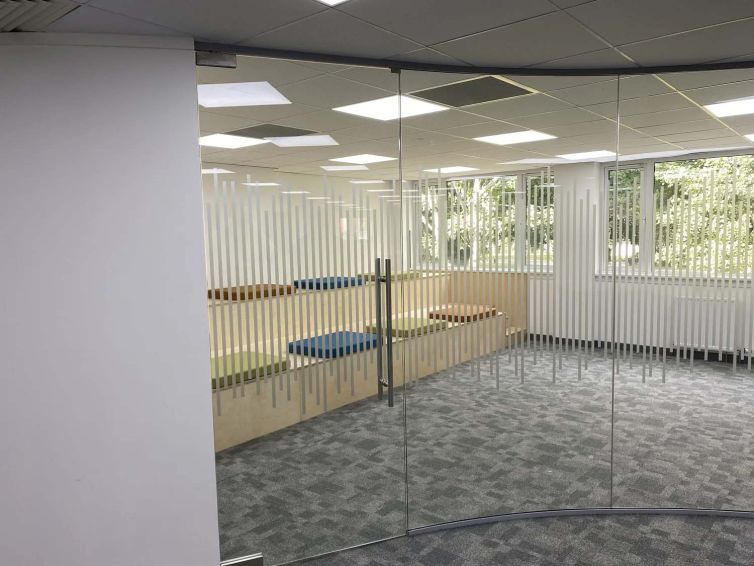 Glazed office partitions installed during the management suite refurbishment in Aberdeen