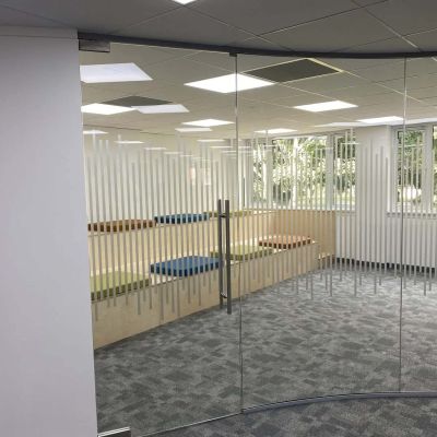 Glazed office partitions installed during the management suite refurbishment in Aberdeen