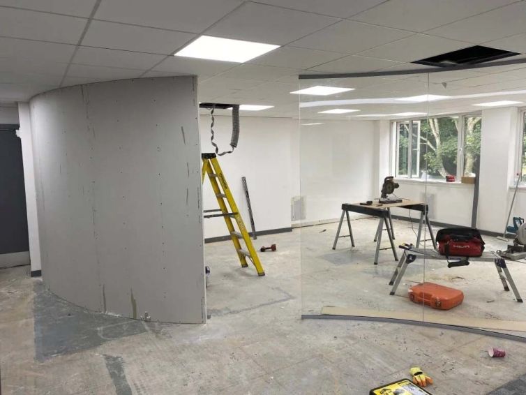 Management suite refurbishment works in progress during the commercial office fit-out