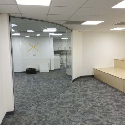 Completed office refurbishment in Aberdeen with bespoke tiered seating and glazed partitions