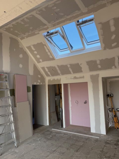 Interior of home extension during construction and finishing works