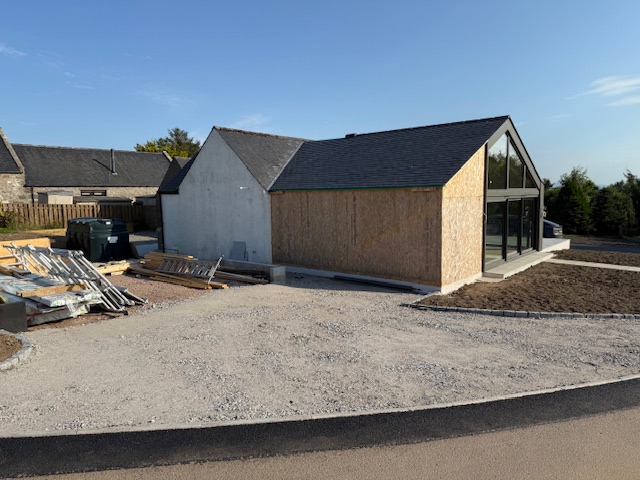 Exterior of home extension during the final stages of construction